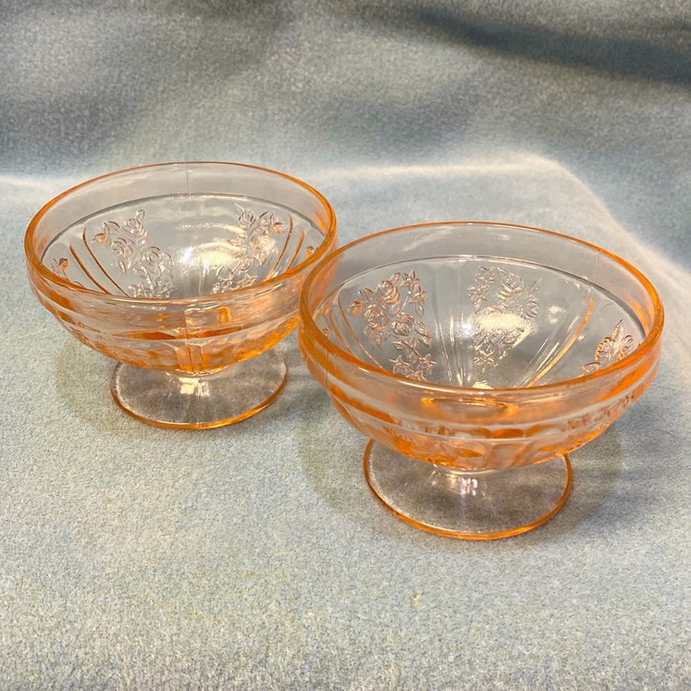 Pink Sharon Pink Federal Depression Glass Sherbet Cups Set of 2